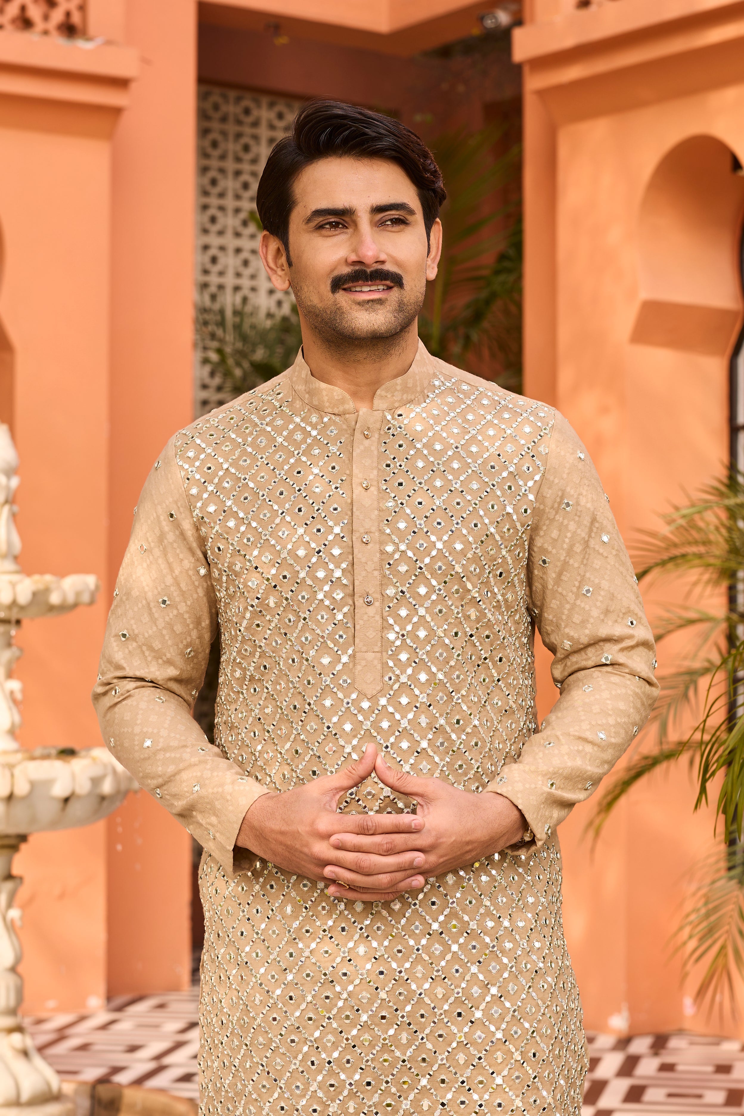 Champagne Mirror Work Kurta for Festive Elegance