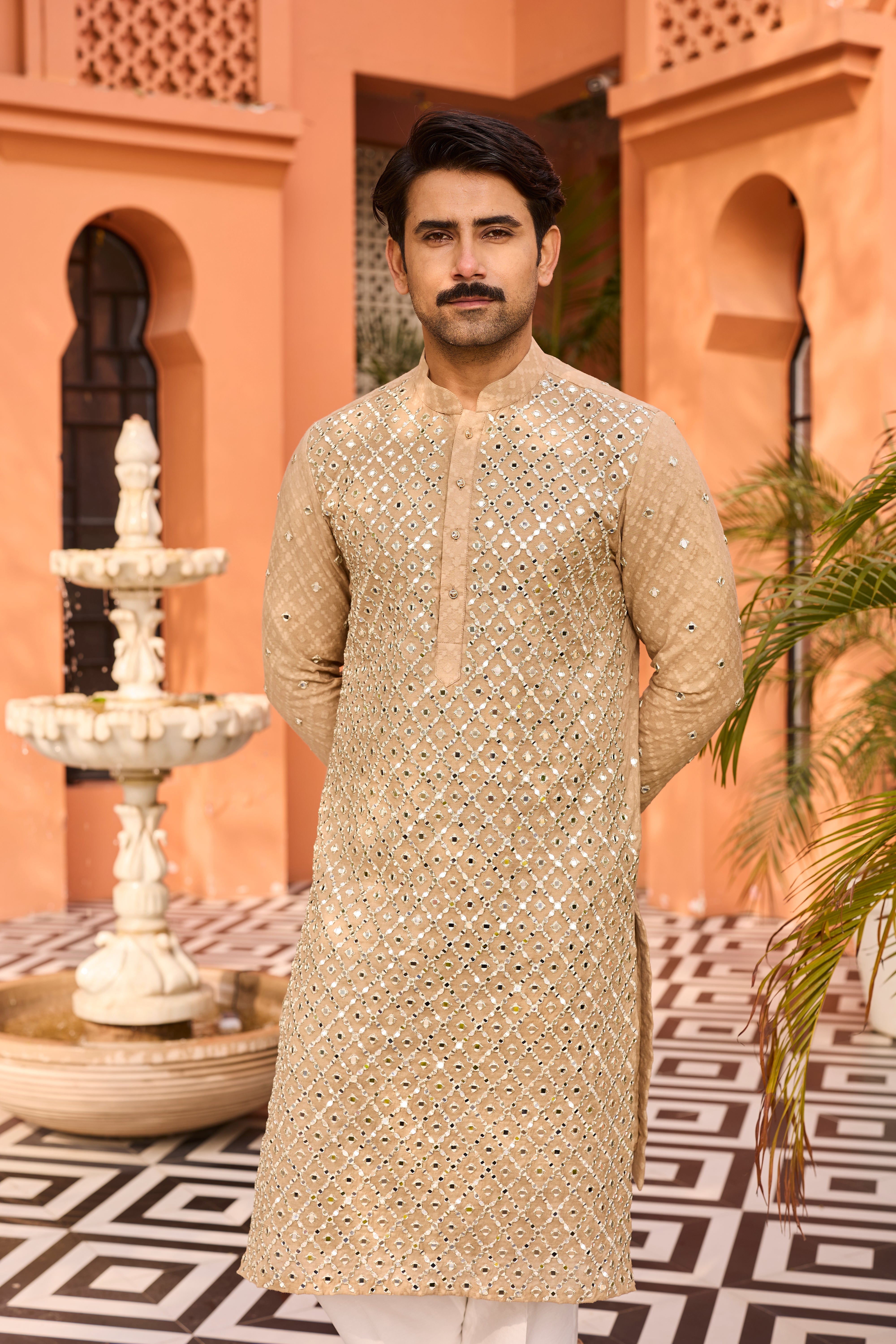 Champagne Mirror Work Kurta for Festive Elegance